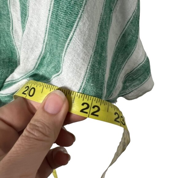 Rails Athena Garden Stripe Green White Linen Blend Crop Wrap Top XS - Picture 7 of 10